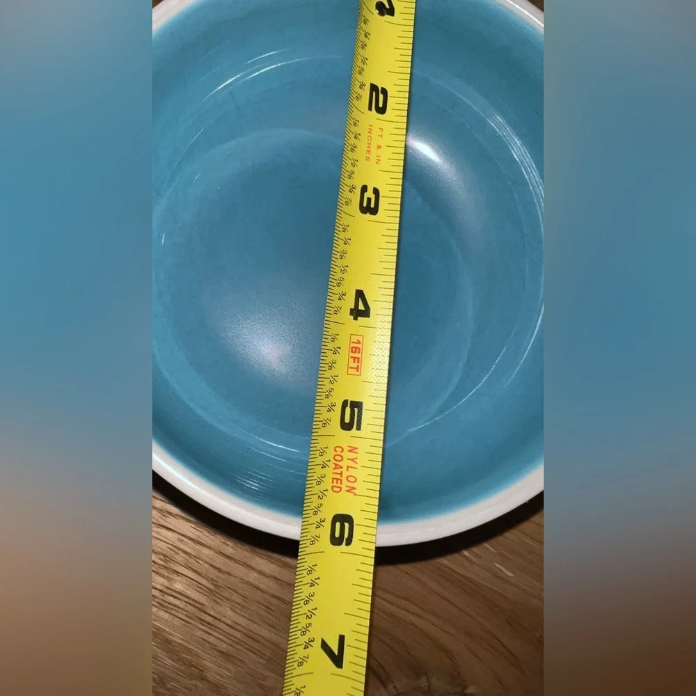 Set of 2 Crate & Barrel Brio Blue White Cereal Soup Bowls Stackable